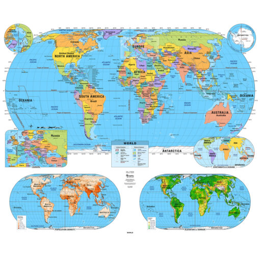 United States & World Primary Classroom Pull Down Map Set w/ Backboard by BrightWay Educational - Image 6