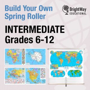 Custom Intermediate Classroom Pull Down Map Set w/ Backboard by BrightWay Educational