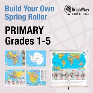 Custom Primary Classroom Pull Down Map Set w/ Backboard by BrightWay Educational