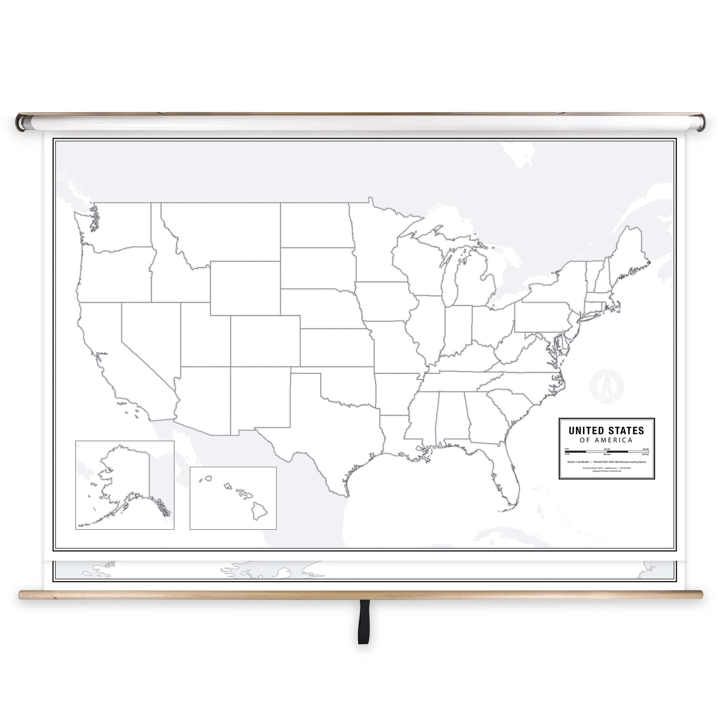 Blank US map poster for geographic education and map customization, suitable for classrooms, offices, or home decor. Perfect for learning US states, cities, and territories.