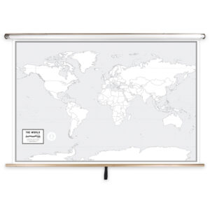 Blank world map poster for geographic education, travel planning, and navigation, ideal for classrooms and offices, featuring detailed country outlines and a professional design.