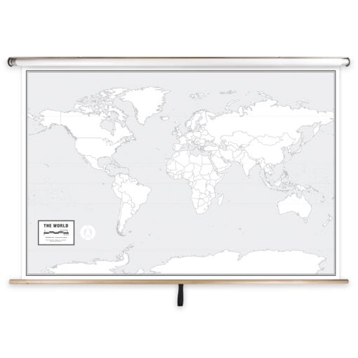 Blank world map poster for geographic education, travel planning, and navigation, ideal for classrooms and offices, featuring detailed country outlines and a professional design.
