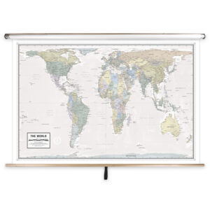 Detailed world map featuring countries and continents, ideal for education, travel planning, and geographic reference from The Map Shop. High-quality cartography with labeled regions and countries.