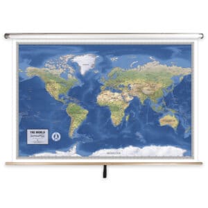 Detailed world map poster from The Map Shop showcasing global geography, continents, countries, and oceans in vibrant colors, ideal for classrooms, offices, and home decor.
