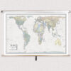 World Gall Orthographic Projection Classroom Pull Down Map w/ Backboard by South of Kings