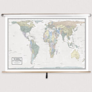 World Gall Orthographic Projection Classroom Pull Down Map w/ Backboard by South of Kings