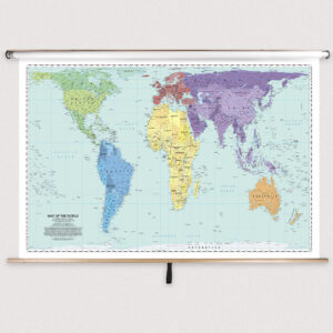 World Peters Projection Classroom Pull Down Map w/ Backboard
