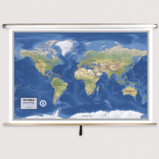 World Ranger Classroom Pull Down Map w/ Backboard by South of Kings