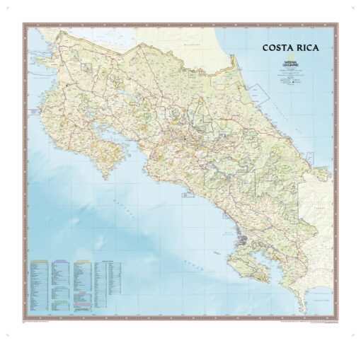 Costa Rica Wall Map by National Geographic