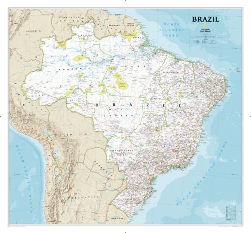 Brazil Classic Wall Map by National Geographic