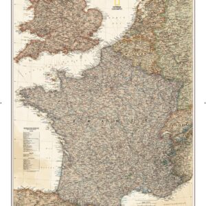 France, Belgium, and The Netherlands Executive Wall Map by National Geographic
