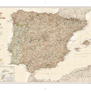 Spain and Portugal Executive Wall Map by National Geographic