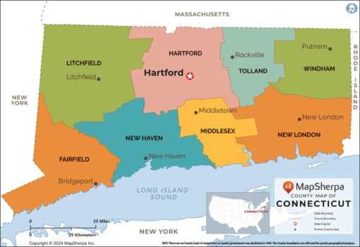 Connecticut Counties Wall Map by MapSherpa