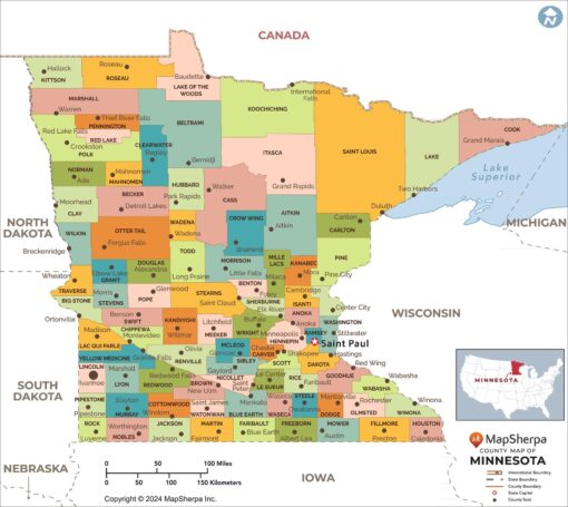 Minnesota Counties Wall Map by MapSherpa