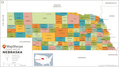 Nebraska Counties Wall Map by MapSherpa