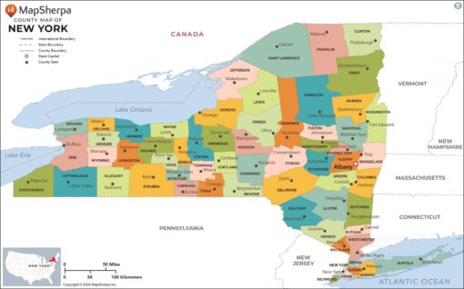New York Counties Wall Map by MapSherpa