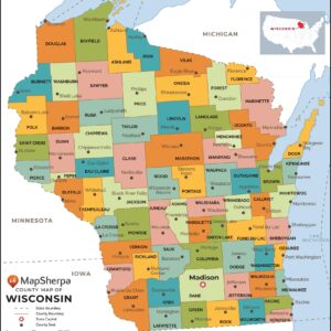 Wisconsin Counties Wall Map by MapSherpa