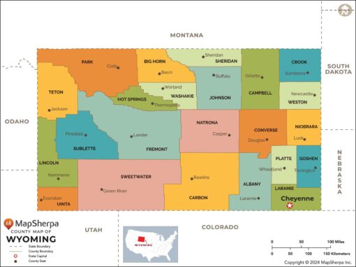 Wyoming Counties Wall Map by MapSherpa