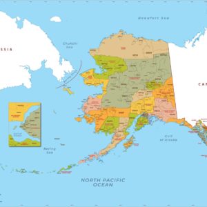 Alaska Zip Codes with Boroughs and Census Areas (Counties) Wall Map by MapSherpa
