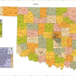 Oklahoma Zip Codes with Counties Wall Map by MapSherpa