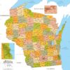 Wisconsin Zip Codes with Counties Wall Map by MapSherpa