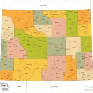 Wyoming Zip Codes with Counties Wall Map by MapSherpa