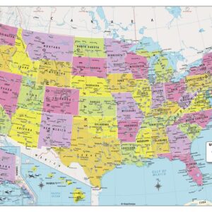 United States Political Wall Map - Compact by MapSherpa