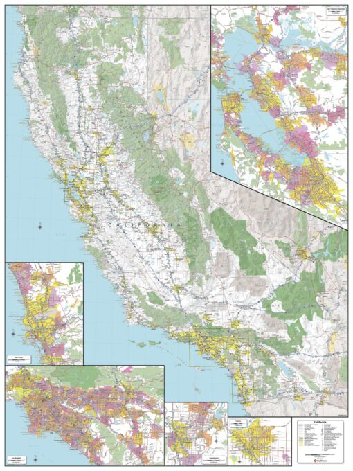 California State Wall Map - Large by MapSherpa