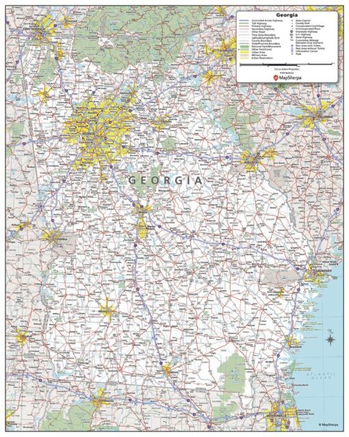 Georgia State Wall Map - Small by MapSherpa