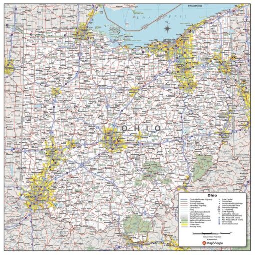 Ohio State Wall Map - Small by MapSherpa