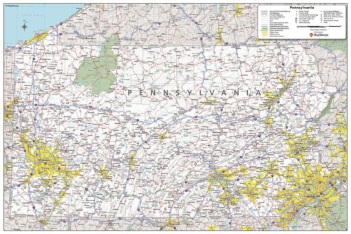 Pennsylvania State Wall Map - Small by MapSherpa
