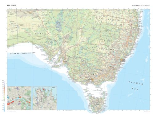 Australia (Southeast) Wall Map by The Times