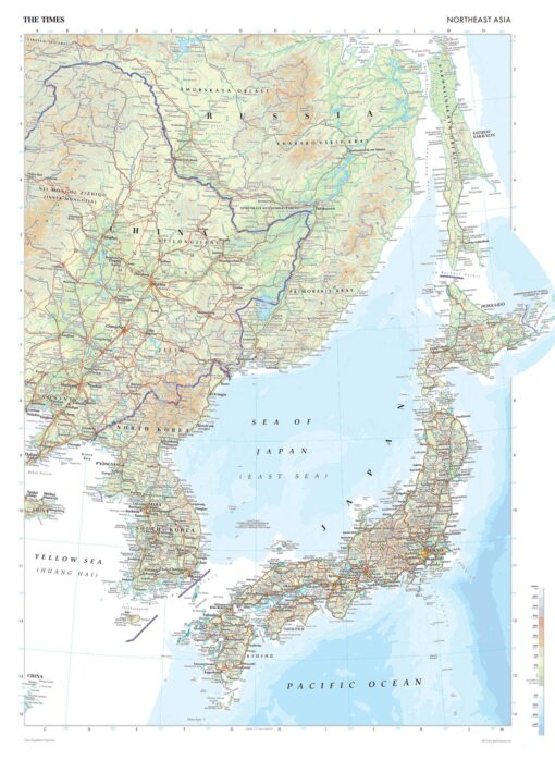 Asia (Northeast) Wall Map by The Times