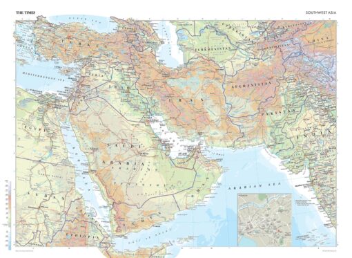 Asia (Southwest) Wall Map by The Times