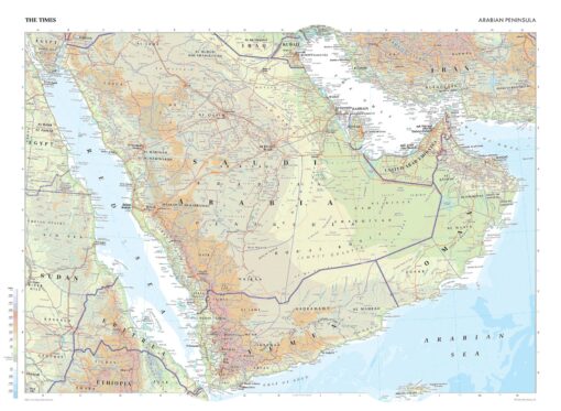 Arabian Peninsula Wall Map by The Times