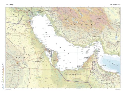 Gulf States Wall Map by The Times