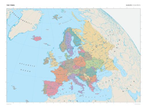 Europe (Political Features) Wall Map by The Times