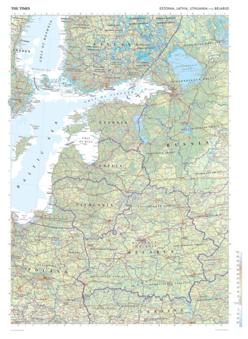 Baltic States Wall Map by The Times