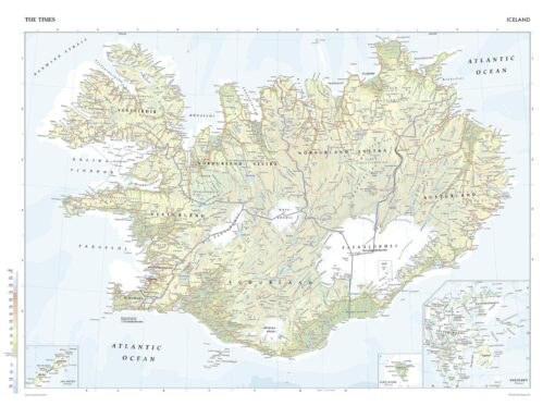 Iceland Wall Map by The Times