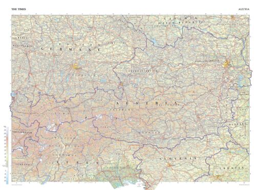 Austria Wall Map by The Times