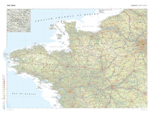 France (Northwest) Wall Map by The Times