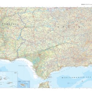 Spain (South) and Portugal (South) Wall Map by The Times