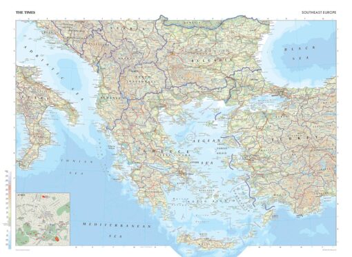 Europe (Southeast) Wall Map by The Times