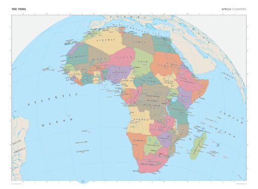 Africa (Political Features) Wall Map by The Times