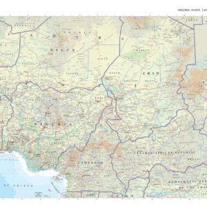 Nigeria, Niger, Cameroon and Chad Wall Map by The Times