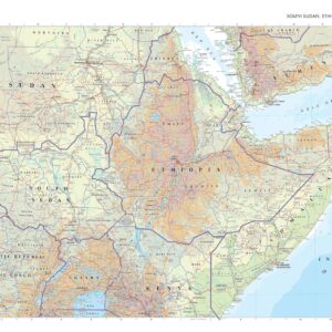 South Sudan, Ethiopia and Somalia Wall Map by The Times