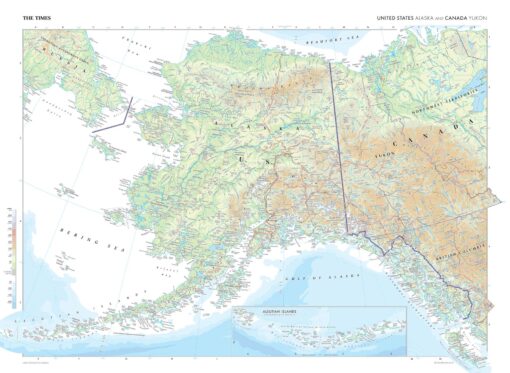 Alaska (United States) and Yukon (Canada) Wall Map by The Times