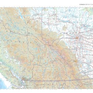 British Columbia and Alberta (Canada) Wall Map by The Times