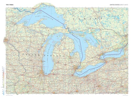 Great Lakes (United States) Wall Map by The Times