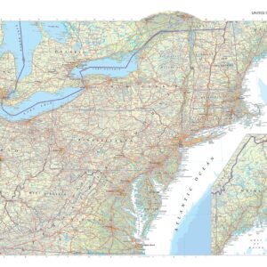 United States (Northeast) Wall Map by The Times